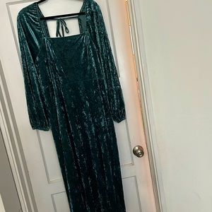 Ava & Viv crushed velvet teal dress 1X